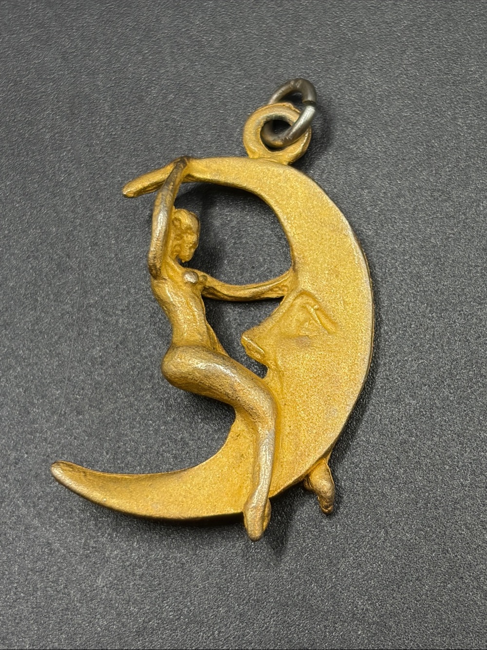 Moon Rider Nude Female Figure Crescent Moon Celestial Whimsigoth Pendant Charm